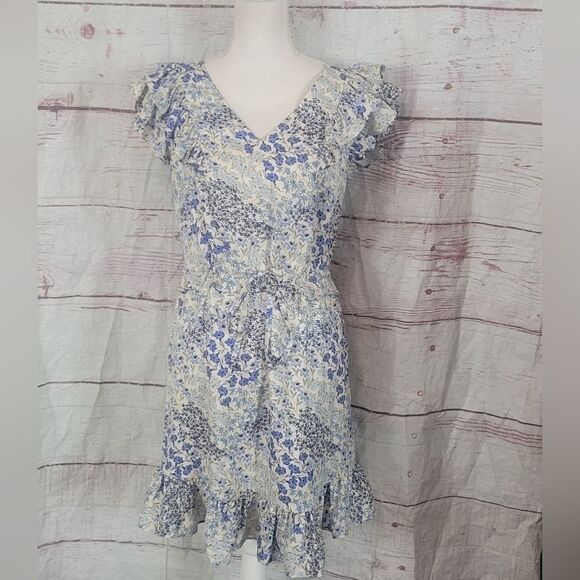 Rebecca Taylor Ava Floral Silk V Neck Dress Size 4 - Picture 3 of 9